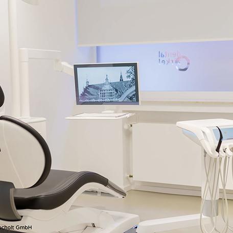 Praxisraum mit dental Utensilien und Moebeln des sanierten Gewerbeflaeche in Bocholt
