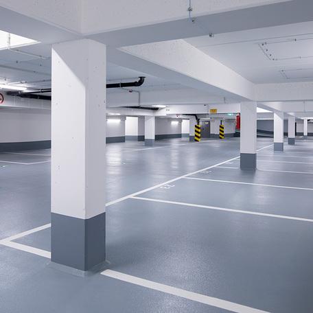 Tiefgarage des Wohnungsgebaeudes in Bocholt am Fluss